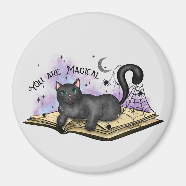 Imán Eres Magnífico -Mistical Black Cat & Vintage Book (Frente)