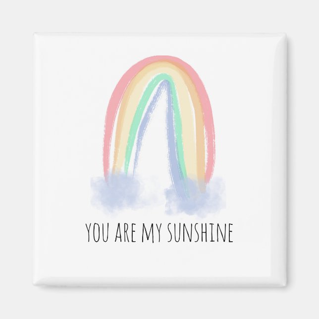 Imán Eres mi arcoiris pintado con una acuarela brillant (Frente)