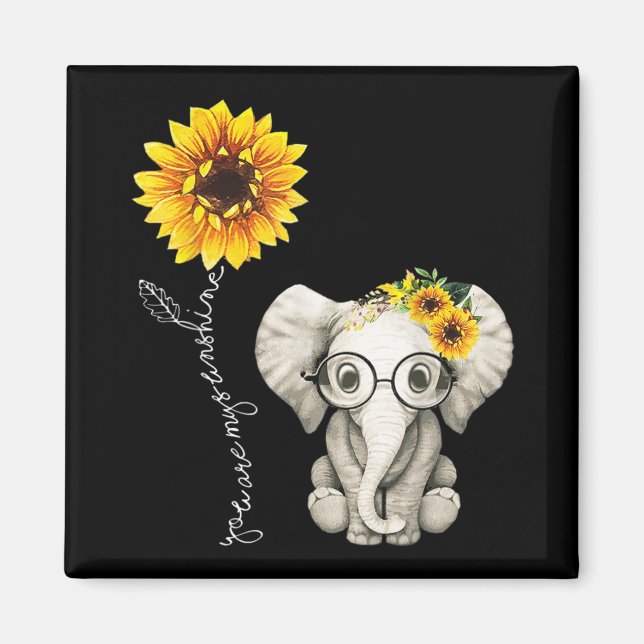 Imán Eres Mi Hippie Sunshine Elephant De Girasol (Frente)