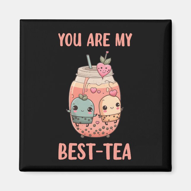 Imán Eres mi mejor amigo de té kawaii boba burbuja (Frente)