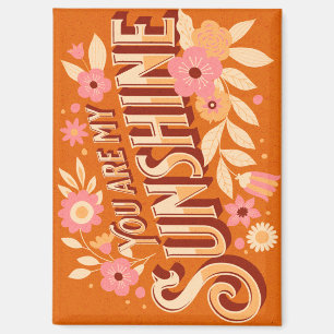 Imán Eres Mi Sol Floral Boho Groovy Rosa Naranja
