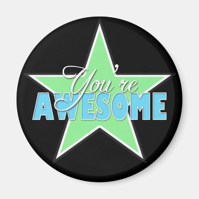 Imán Eres muy guapo - Green & Blue Star Magnet (Frente)