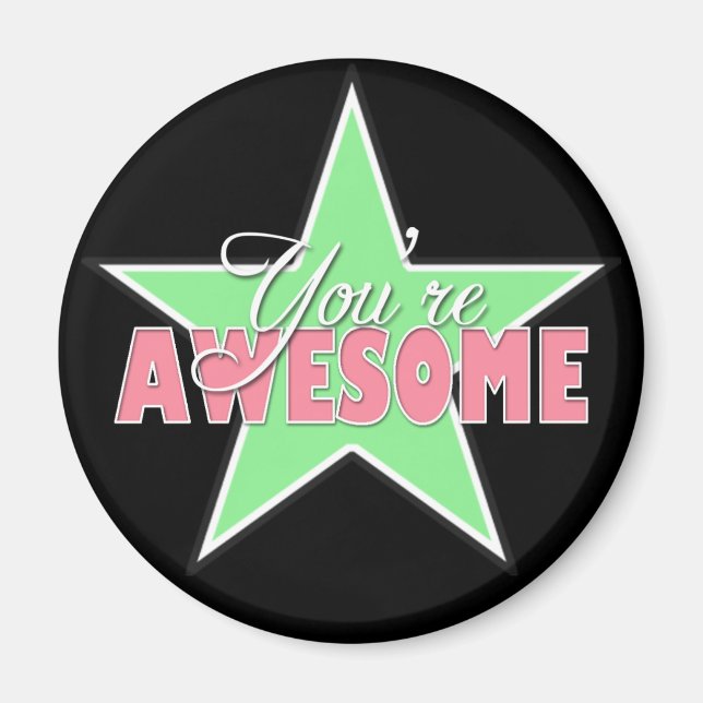 Imán Eres muy guapo - Green & Pink Star Magnet (Frente)