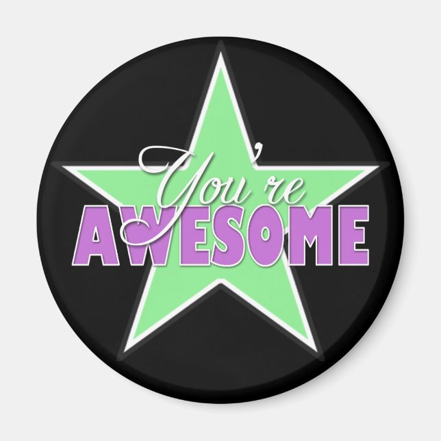 Imán Eres muy guapo - Green & Purple Star Magnet (Frente)