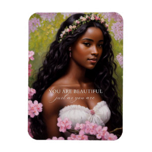 Imán Eres Una Hermosa Mujer Negra Flores Rosa