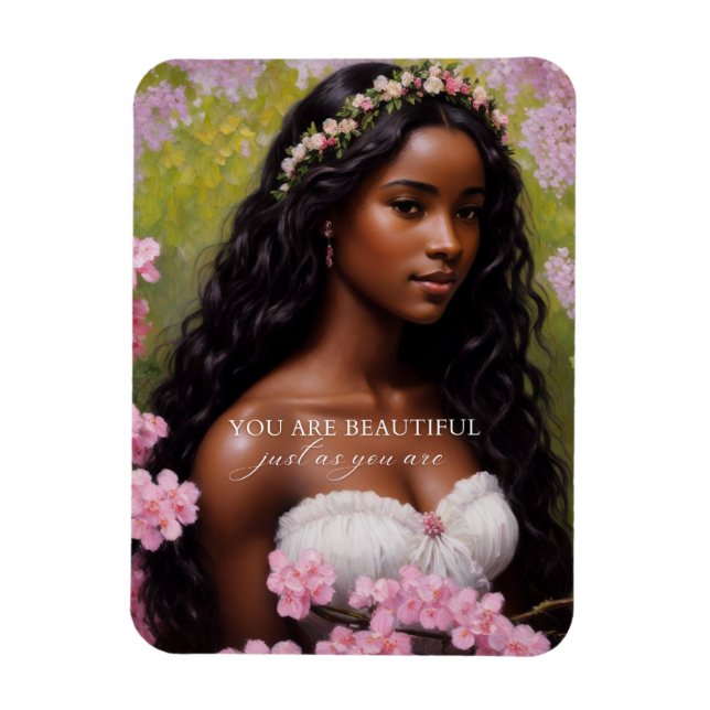Imán Eres Una Hermosa Mujer Negra Flores Rosa (Vertical)