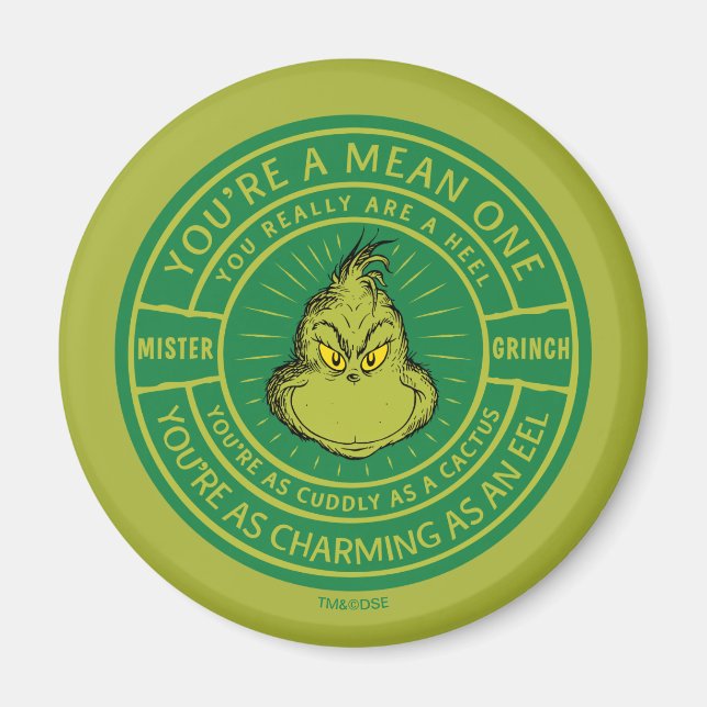 Imán Eres una Persona Mala Señor Grinch Insignia (Frente)