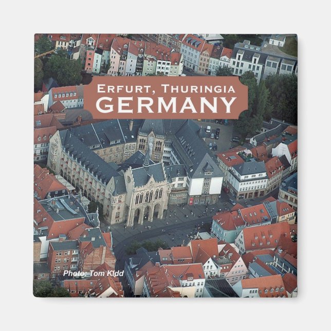 Imán Erfurt, Turingia, Alemania, Fotosouvenir Magnet (Frente)