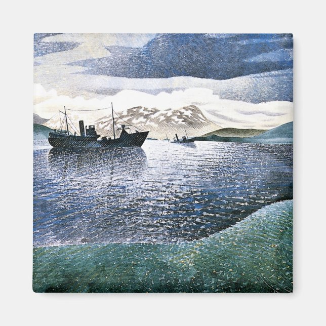 Imán Eric Ravilious - Noruega, realismo mágico, (Frente)