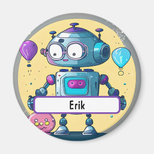 Imán Erik el robot brillante con el nombre Personalizad