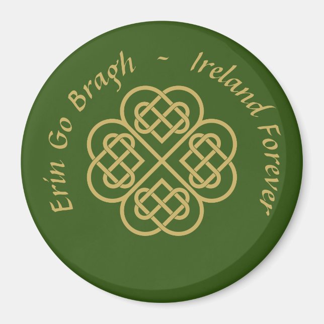 Imán Erin Go Bragh Gold Celtic Shamrock (Frente)