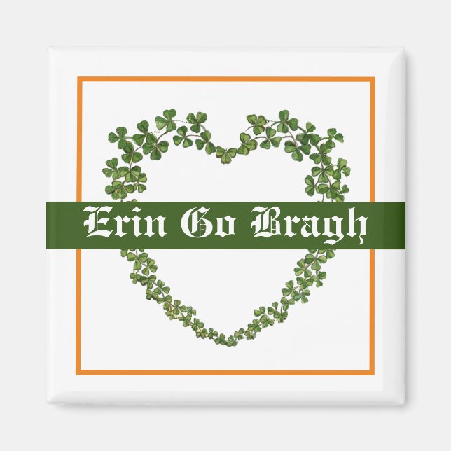 Imán Erin Go Bragh Shamrock Heart (Frente)