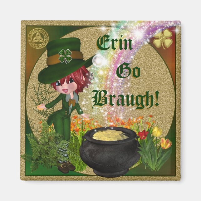 Imán Erin Go Braugh leprechan (Frente)