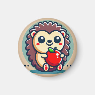 Imán Erizo de dibujos animados adorable sosteniendo una