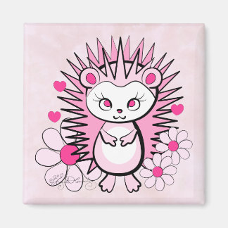 Imán Erizo femenino rosa lindo