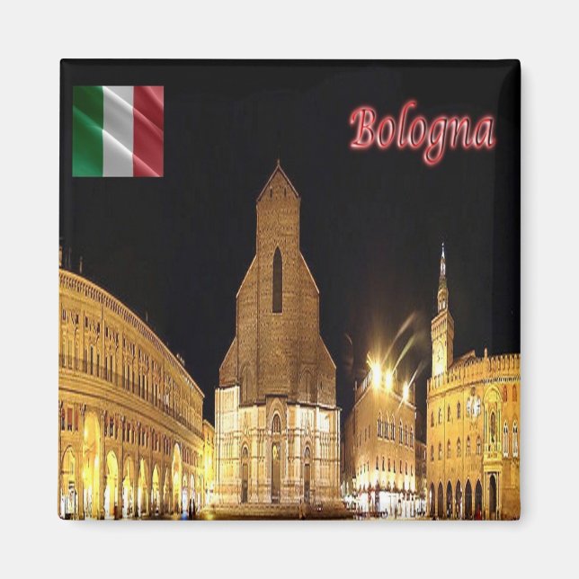 Imán ERM001 BOLOGNA por noche, Italia, Fridge (Frente)