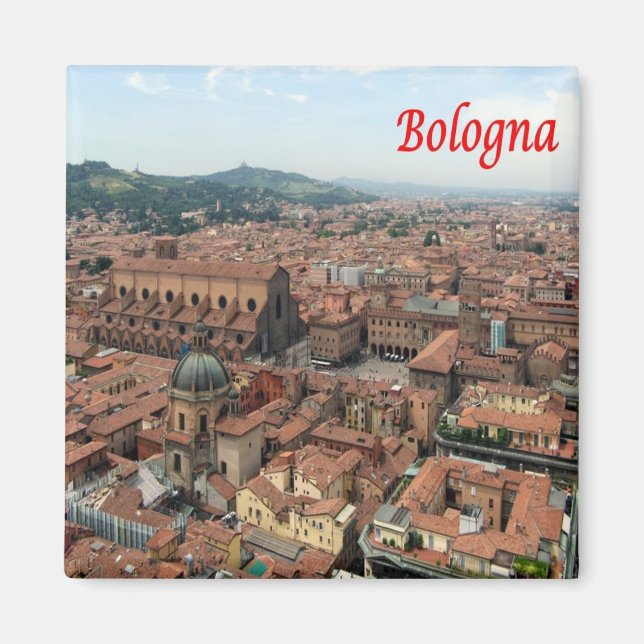 Imán ERM002 BOLOGNA, Aerial View, Italia, Fridge (Frente)