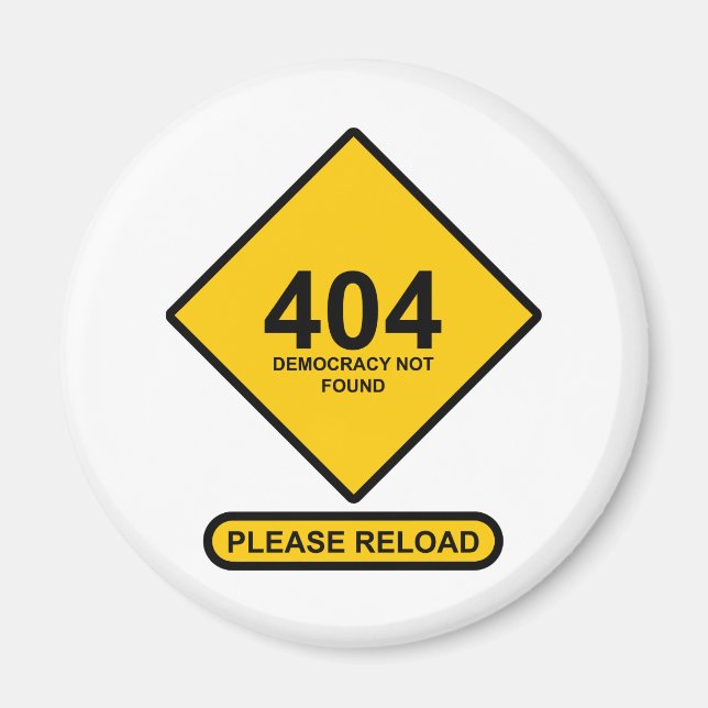 Imán Error 404: Democracia no encontrada (Frente)