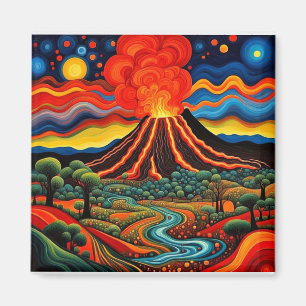 Imán Erupción del volcán en la noche 6