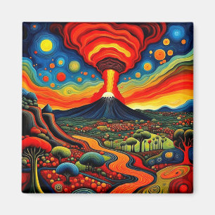 Imán Erupción del volcán en la noche 9