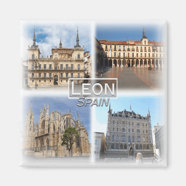 Imán ES0141 Europa, España, León, Fridge (Frente)