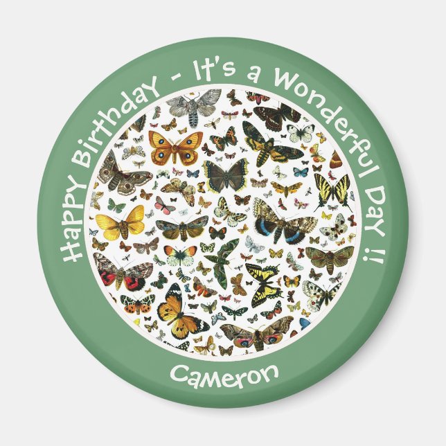 Imán Es el cumpleaños de la mariposa, artículos para el (Frente)