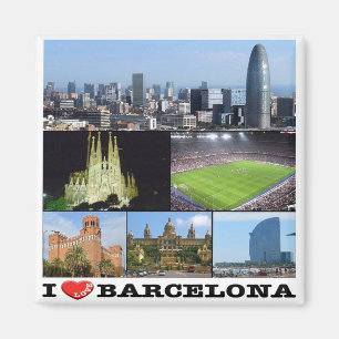 Imán ES - España - Barcelona - Me encanta - Collage Mo