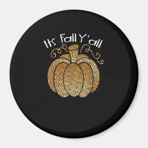 Imán Es Fall Y'all Leopard Print Pumpkin Rustic Happy