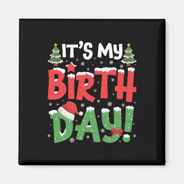 Imán Es gracioso que mi Navidad de cumpleaños tenga nav (Frente)