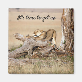 Imán Es hora de levantarse con un texto de la foto de L