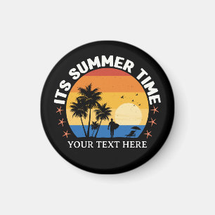 Imán Es Hora de Verano Diseño de puesta de sol tropical