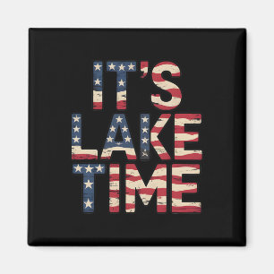 Imán Es hora del lago Bandera patriótica americana Usa