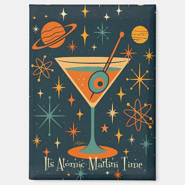 Imán Es hora del Martini Atómico Estrellas Cósmicas (Anverso)