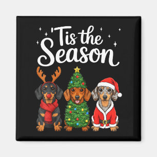 Imán Es La Temporada Dachshund Navidad Santa Weiner Hac