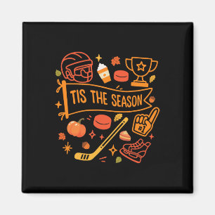 Imán Es La Temporada Hockey Hojas De Otoño Hola Calabaz
