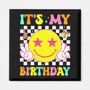 Imán Es Mi Cumpleaños Cara Feliz Sonriente Paz Chicas N