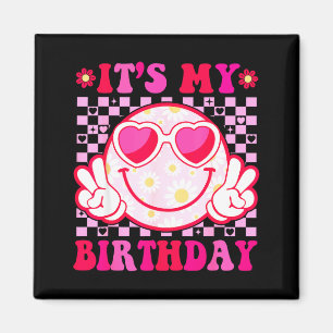 Imán Es Mi Cumpleaños Cara Sonriente Groovy Mujeres Chi
