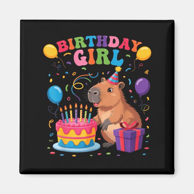 Imán Es Mi Cumpleaños Chica Amantes De Capybara Fiesta  (Frente)