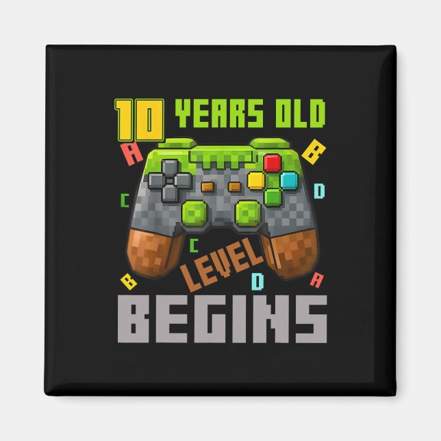 Imán Es mi cumpleaños número 10 Pixel Gaming Controller (Frente)