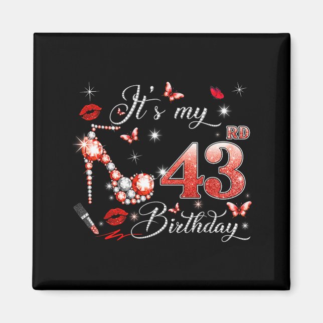 Imán Es mi cumpleaños número 43 rosa 43 años cumpleaños (Frente)