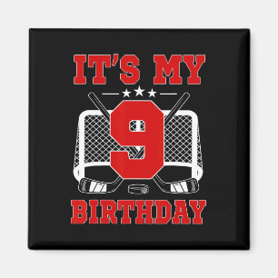 Imán Es Mi Cumpleaños Número 9 Tema Hockey sobre Hielo 
