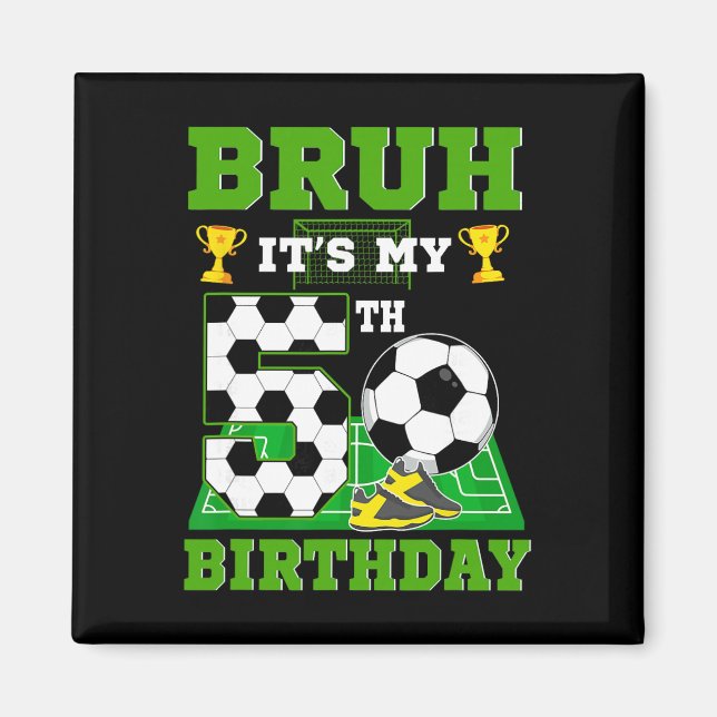 Imán Es mi quinto cumpleaños chico tema de fútbol fiest (Frente)