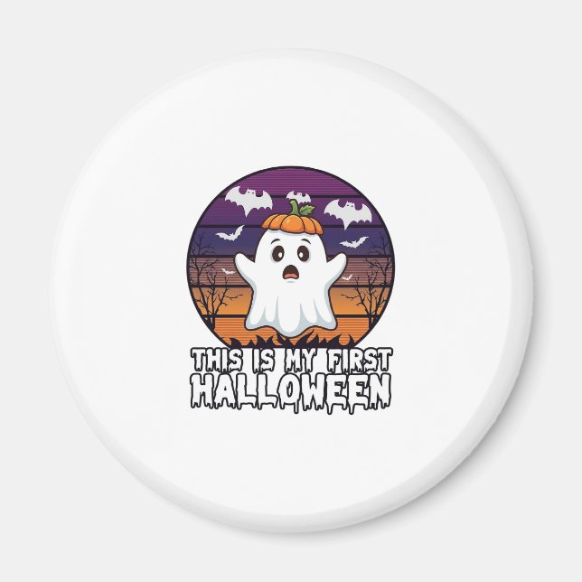 Imán Es Primer Fantasma de Halloween Sombrero de Calaba (Frente)