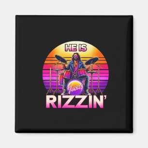 Imán Es Rizzin' Jesús Ha Rizzen Retro Cristiano Y