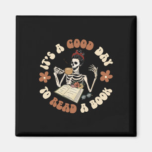 Imán Es un buen día para leer un libro Skeleton Groovy
