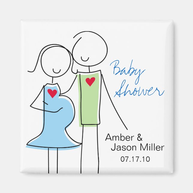 Imán Es un chico, Coed Baby Shower Magnet Favors (Frente)