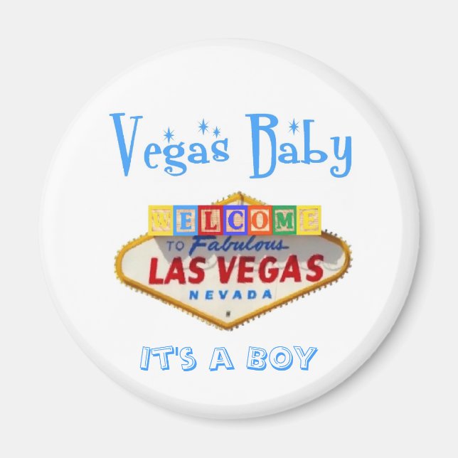 Imán ¡Es una Invitación bebé de BoY Vegas! (Frente)