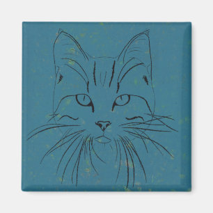Imán Esbozo de gato azul