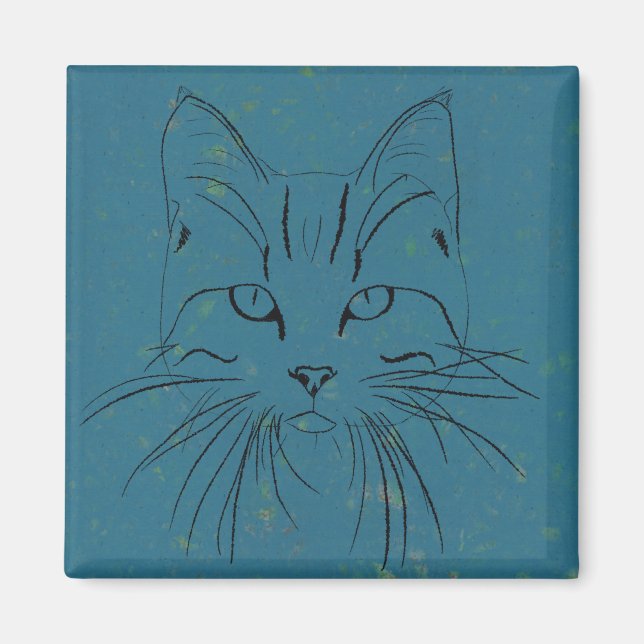 Imán Esbozo de gato azul (Frente)