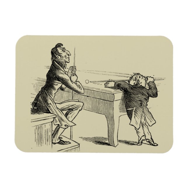 Imán Esbozo de lápiz de dos hombres jugando al billar (Horizontal)